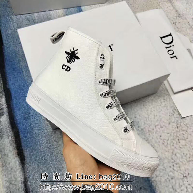 DIOR迪奧 2018秋冬新款 高端版本 帆布白色女休閒鞋 QZS2649